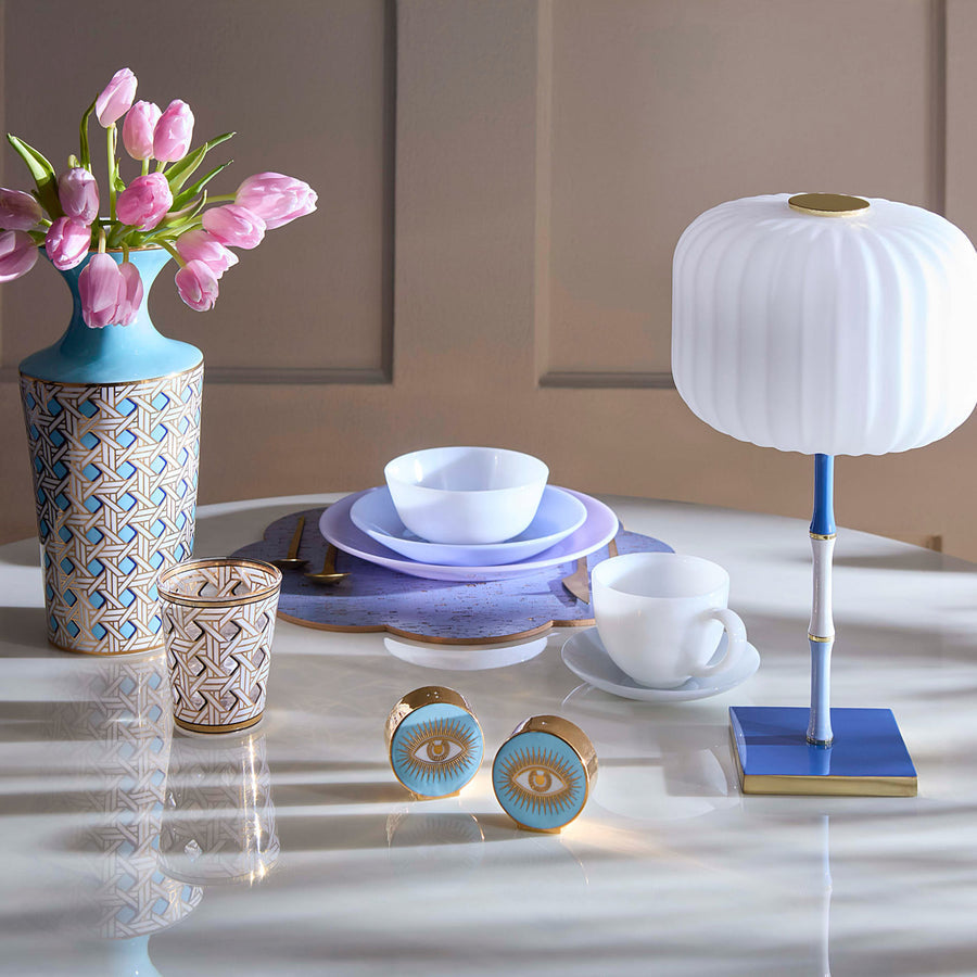 Turquoise Porcelain Cuff Vase | Jonathan Adler Basketweave | Oroa.com