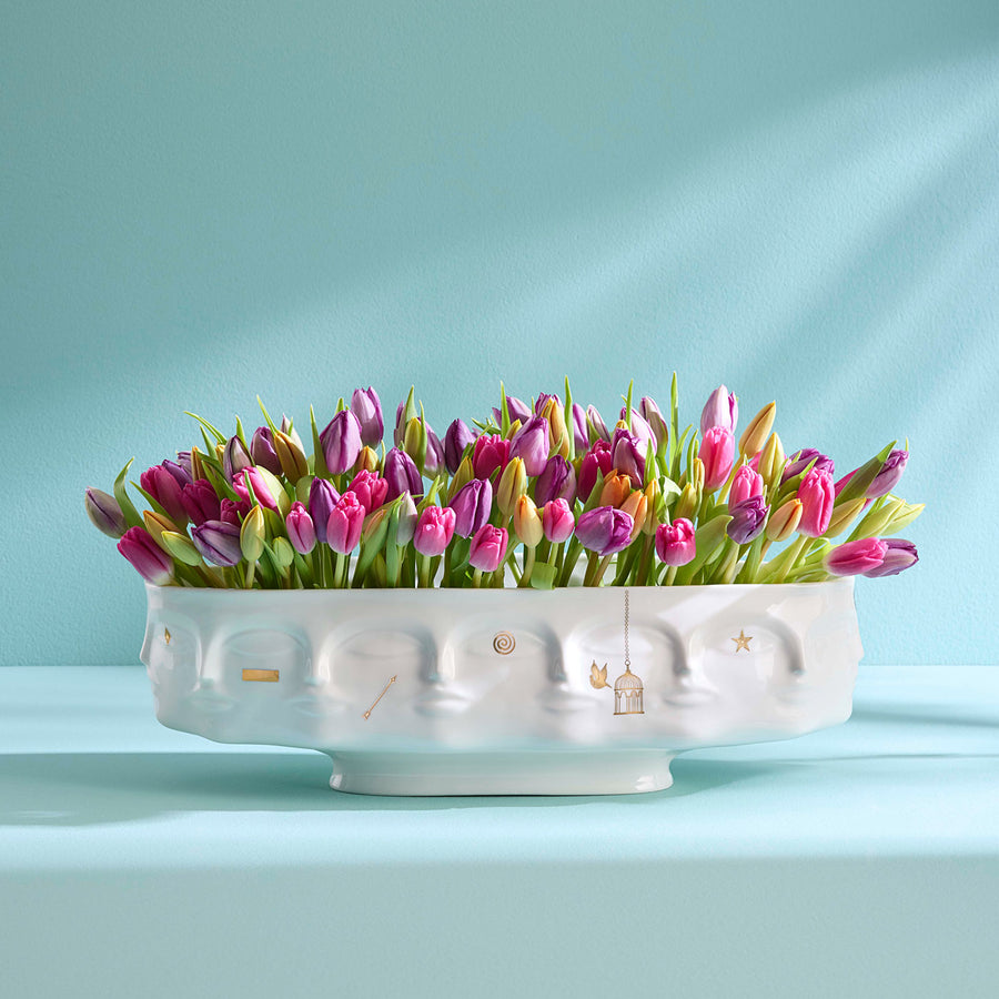 White Porcelain Gilded Long Bowl | Jonathan Adler Dora Maar | Oroa.com