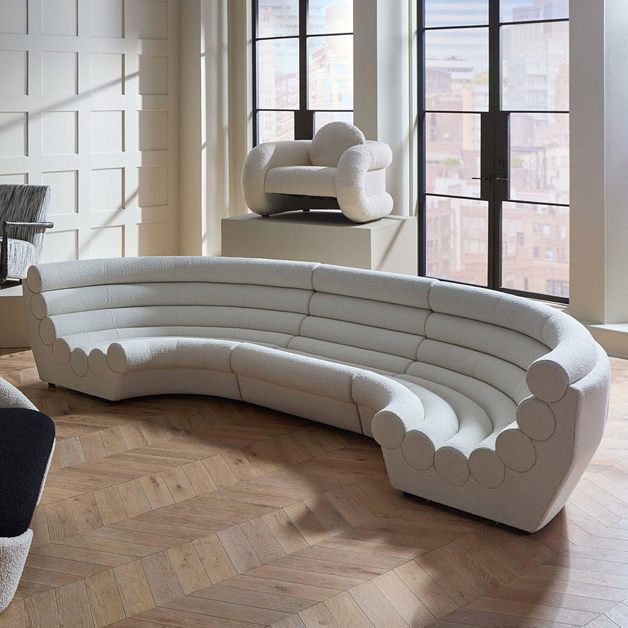 White Bouclé Channeled Slipper Sofa – Futura – alternate view 6