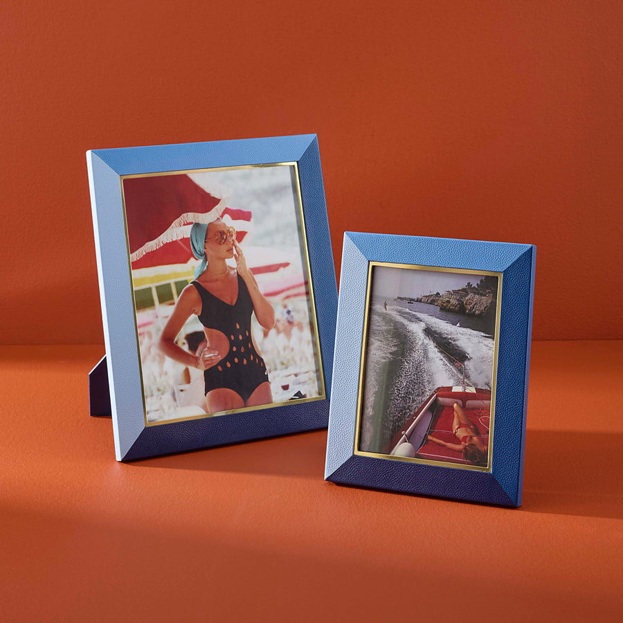 Blue Leather Photo Frame L | Jonathan Adler Perimeter | Oroa.com