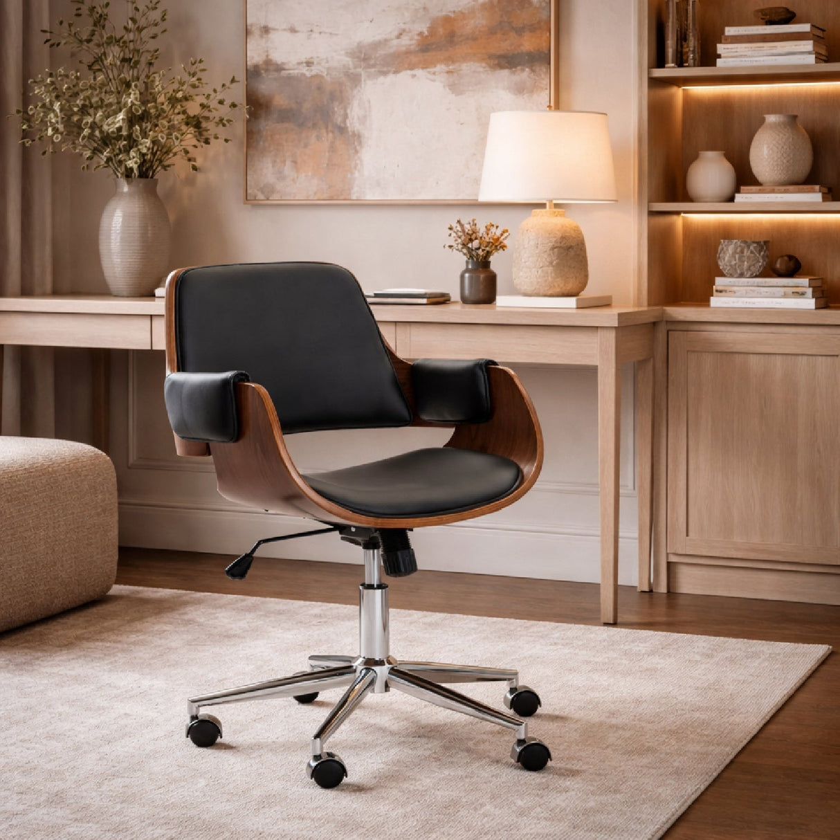 Wood and Black Office Chair by Splendido Kellan, alternate view 2