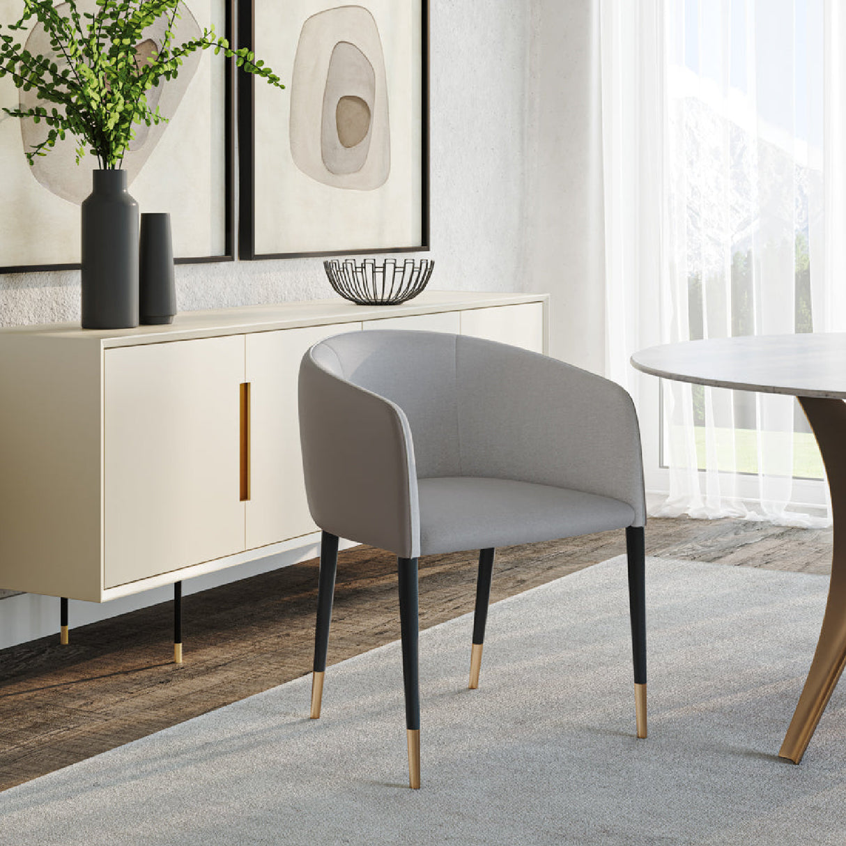 Fabric & Leather Dining Armchair by Splendido Asher Dining Chair, alternate view 2