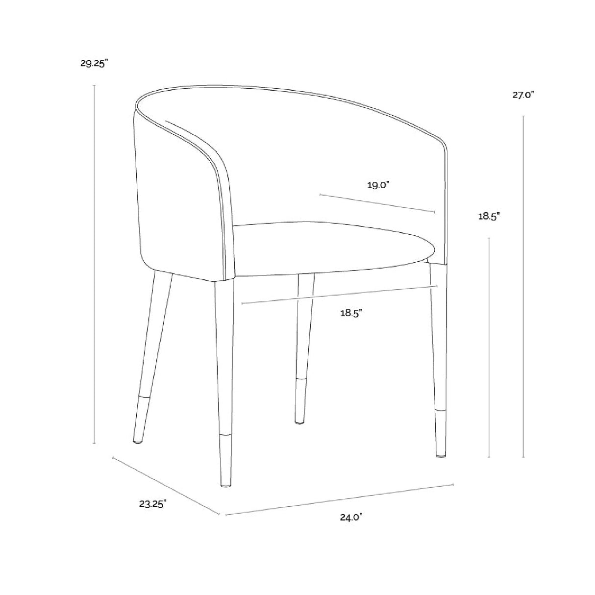 Fabric & Leather Dining Armchair by Splendido Asher Dining Chair, alternate view 15