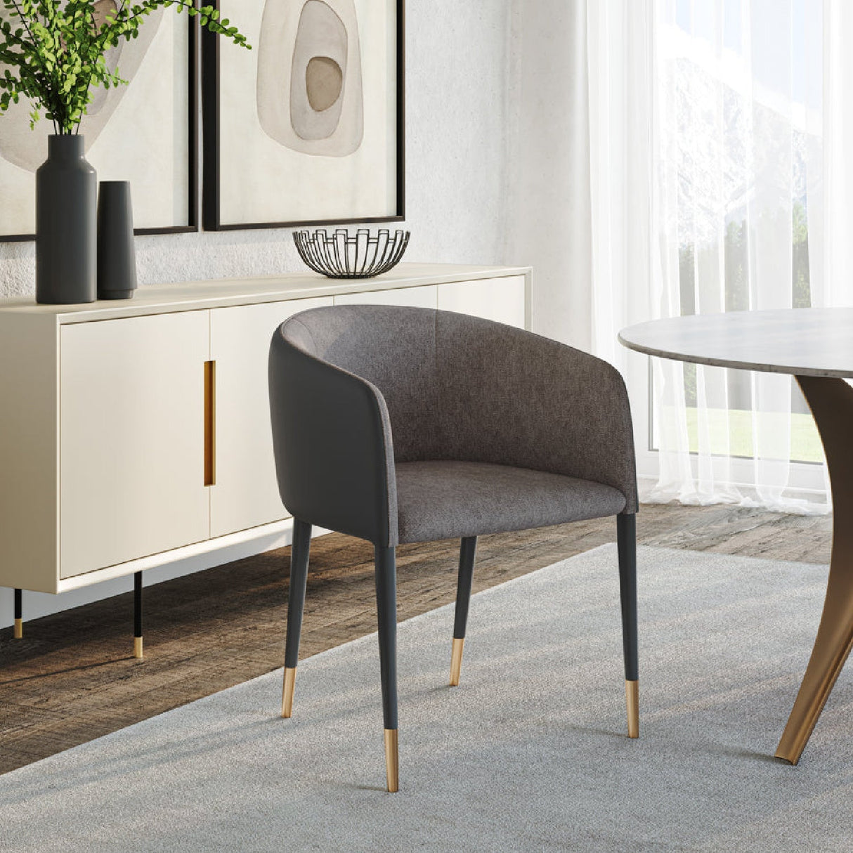 Fabric & Leather Dining Armchair by Splendido Asher Dining Chair, alternate view 8