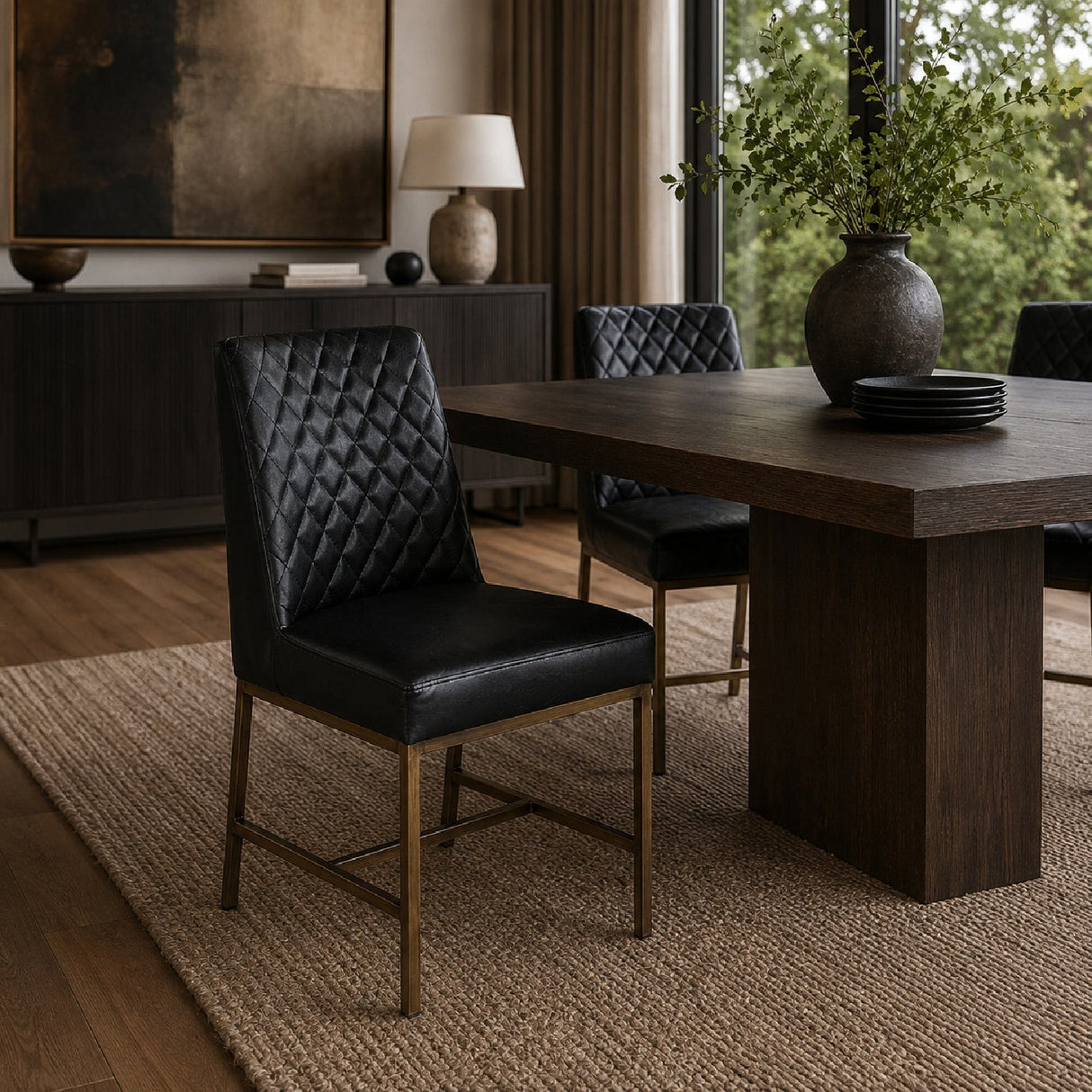 Diamond-Stitched Leather-Inspired Dining Chairs (2) by Splendido Leighland, alternate view 16