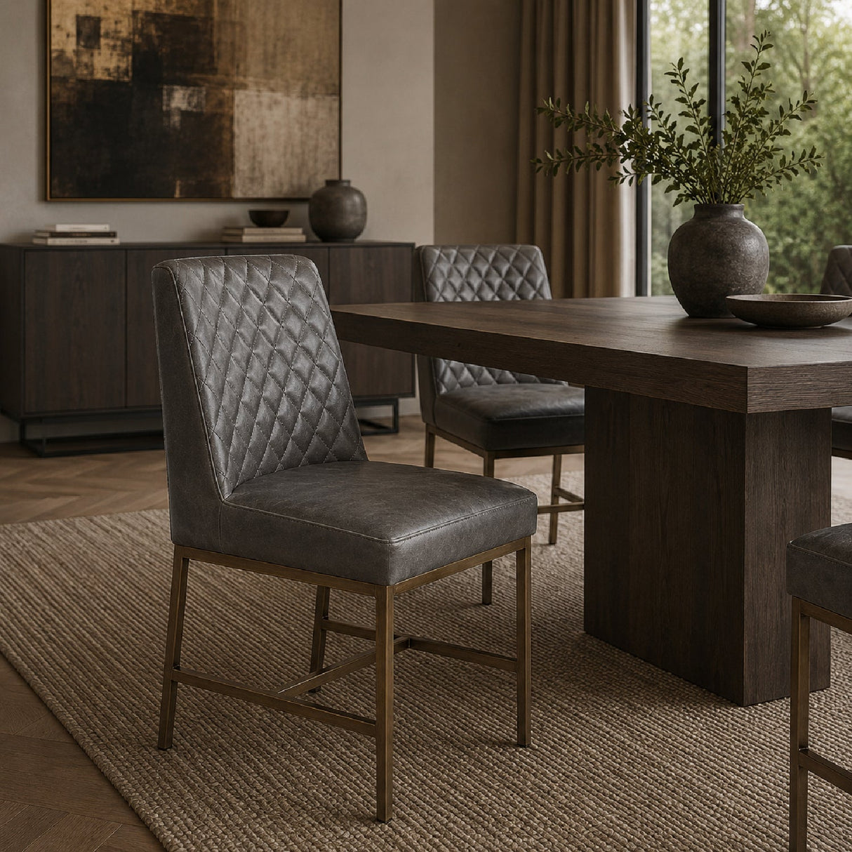 Diamond-Stitched Leather-Inspired Dining Chairs (2) by Splendido Leighland, alternate view 10