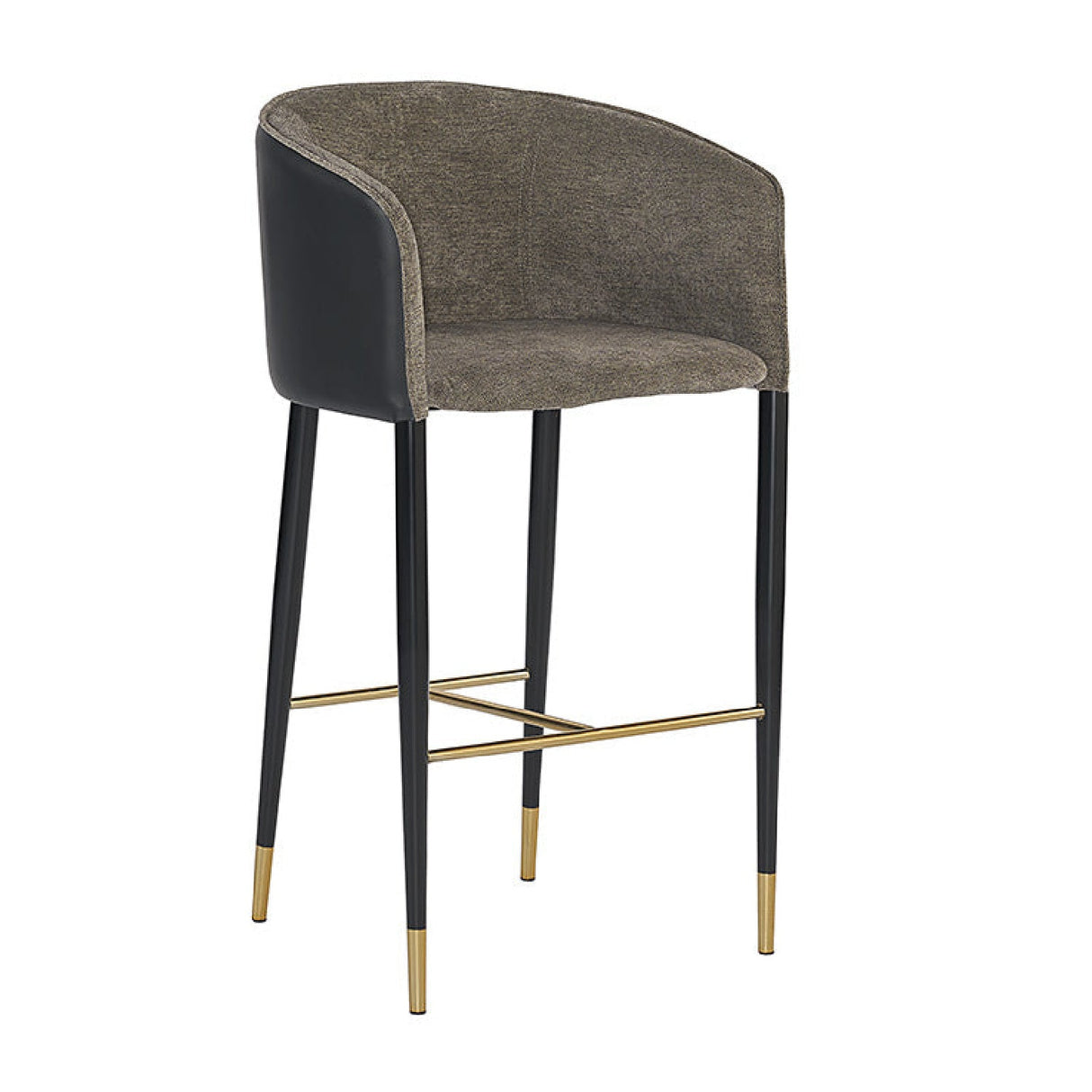 Gray Fabric & Leather Bar Stool by Splendido Asher Barstool