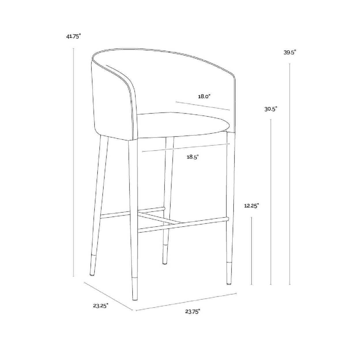 Gray Fabric & Leather Bar Stool by Splendido Asher Barstool, alternate view 7