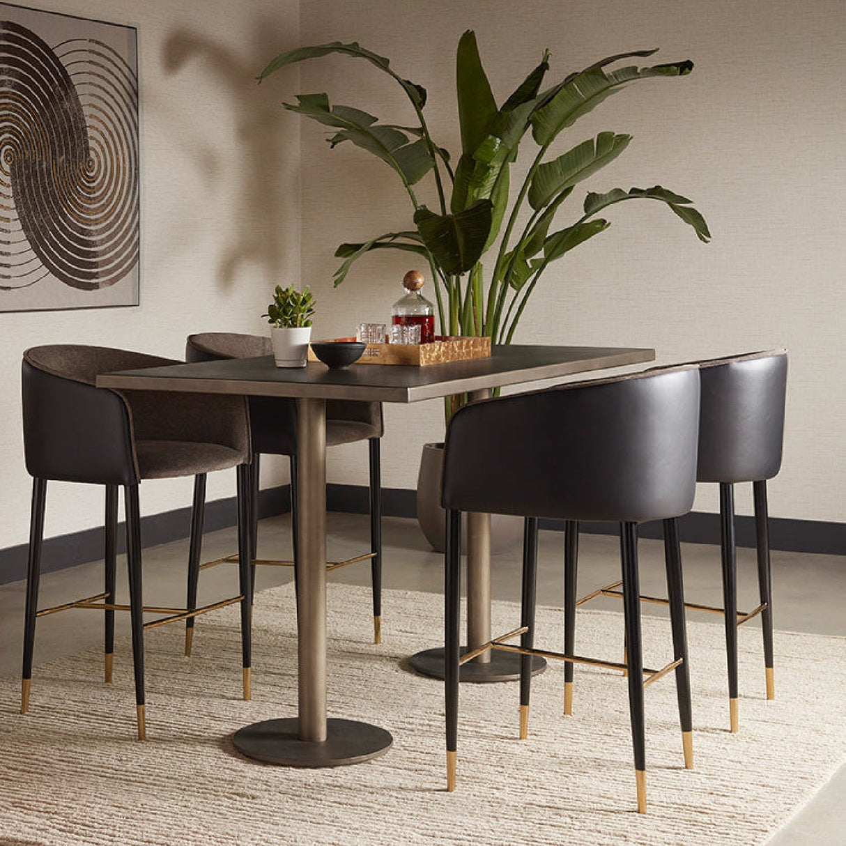 Gray Fabric & Leather Bar Stool by Splendido Asher Barstool, alternate view 2