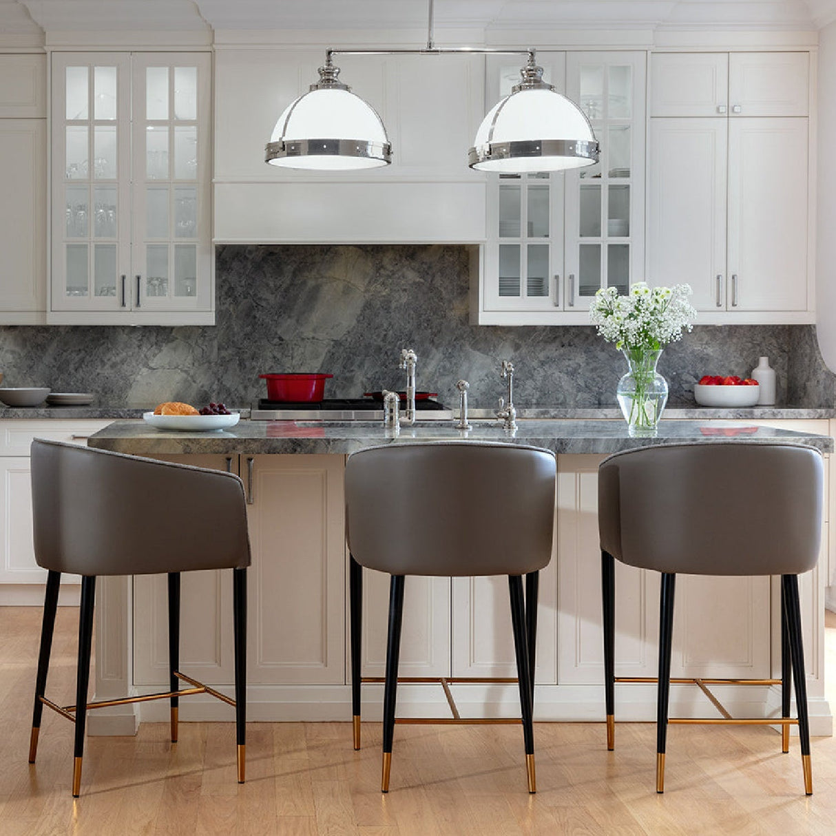 Taupe Leather Counter Stool by Splendido Asher, alternate view 2