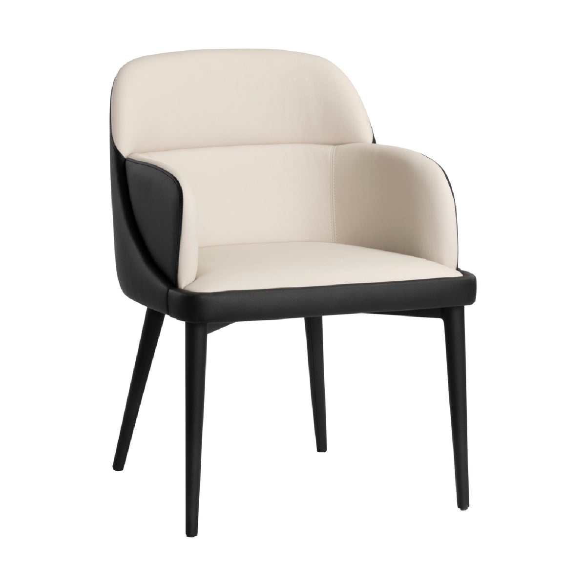 Cream and Black Leather Dining Chair by Splendido Hagan, alternate view 2