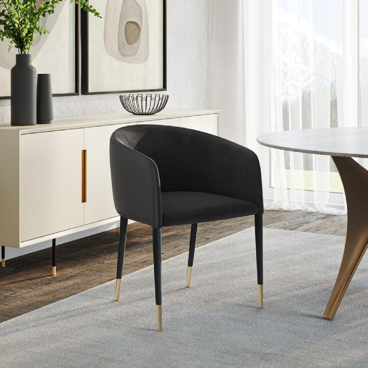 Fabric & Leather Dining Armchair by Splendido Asher Dining Chair, alternate view 17