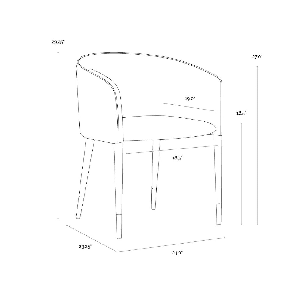 Fabric & Leather Dining Armchair by Splendido Asher Dining Chair, alternate view 25