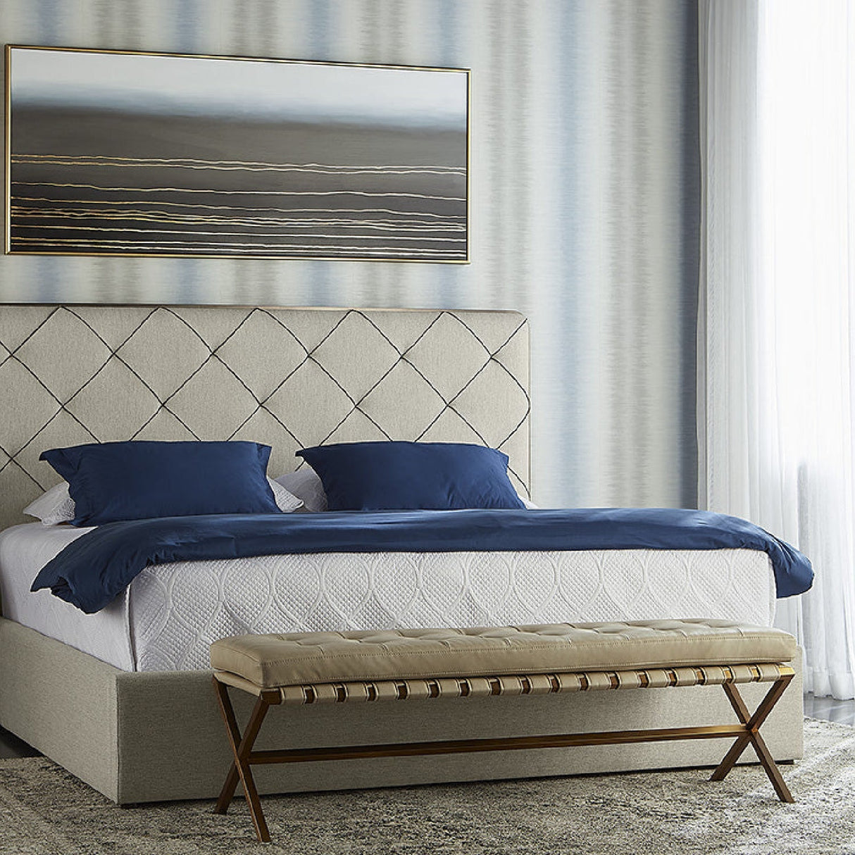 Button Tufted Leather Bench by Splendido Kenji, alternate view 2