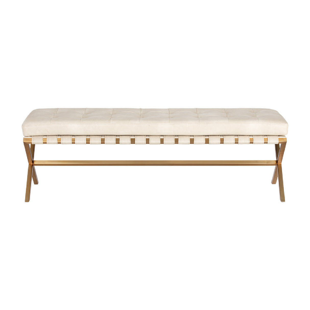 Button Tufted Leather Bench by Splendido Kenji, alternate view 3