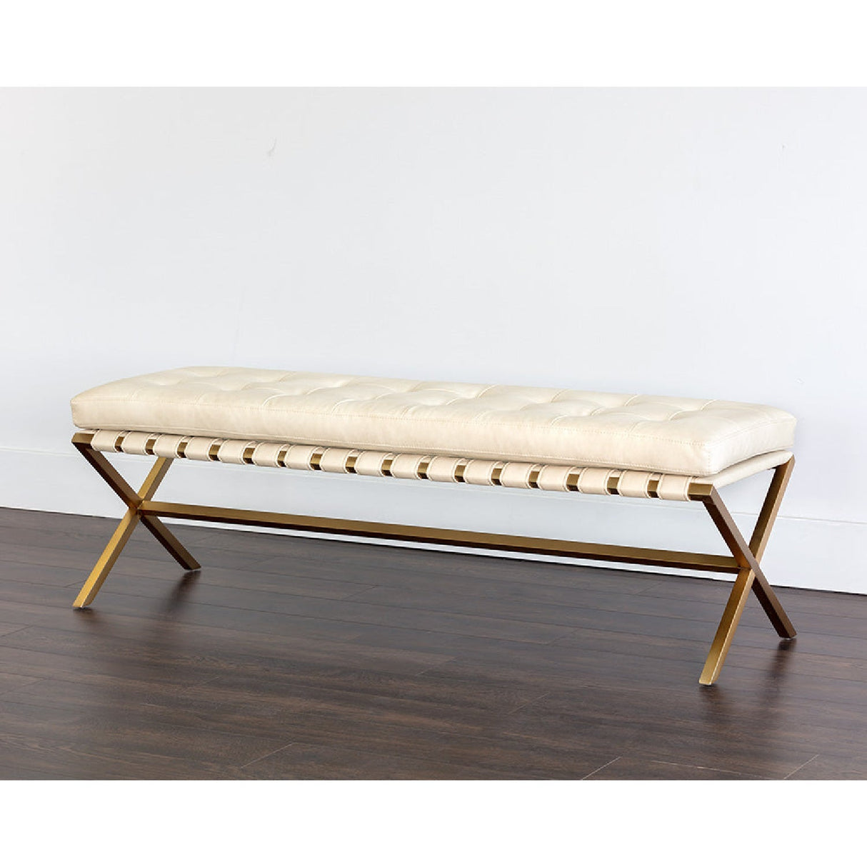 Button Tufted Leather Bench by Splendido Kenji, alternate view 7