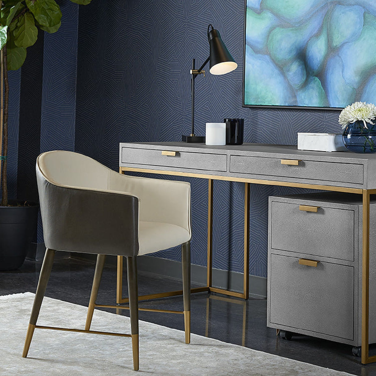 Cream Leather Dining Armchair by Splendido Kylin Dining Chair, alternate view 2