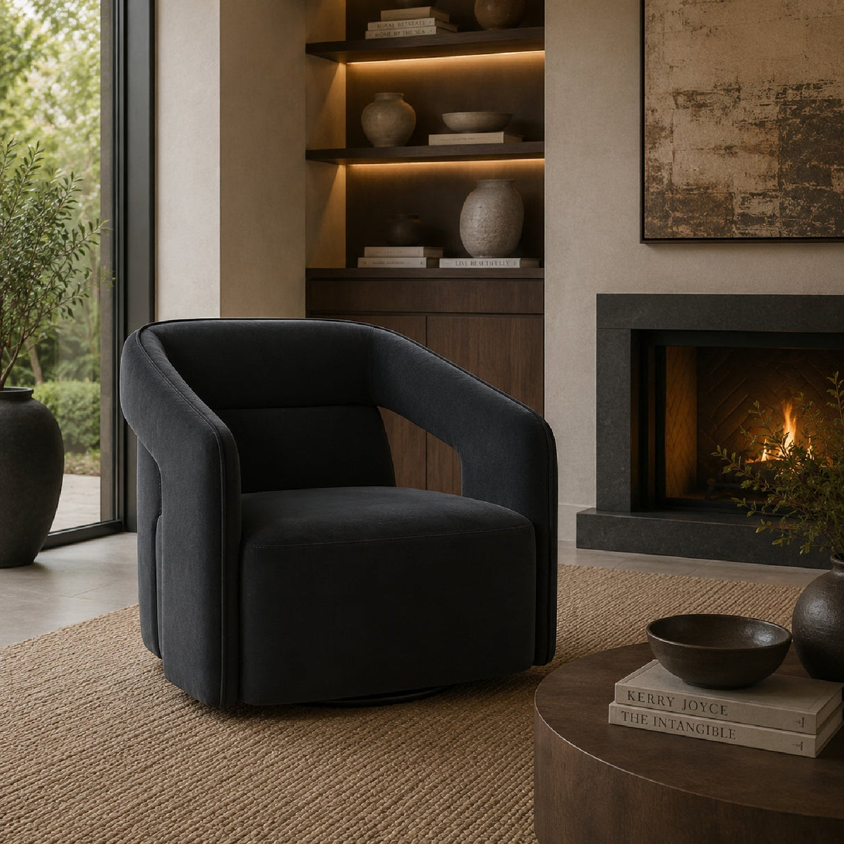 Fabric Upholstered Swivel Lounge Chair by Splendido Kendrick Accent Chair, alternate view 9