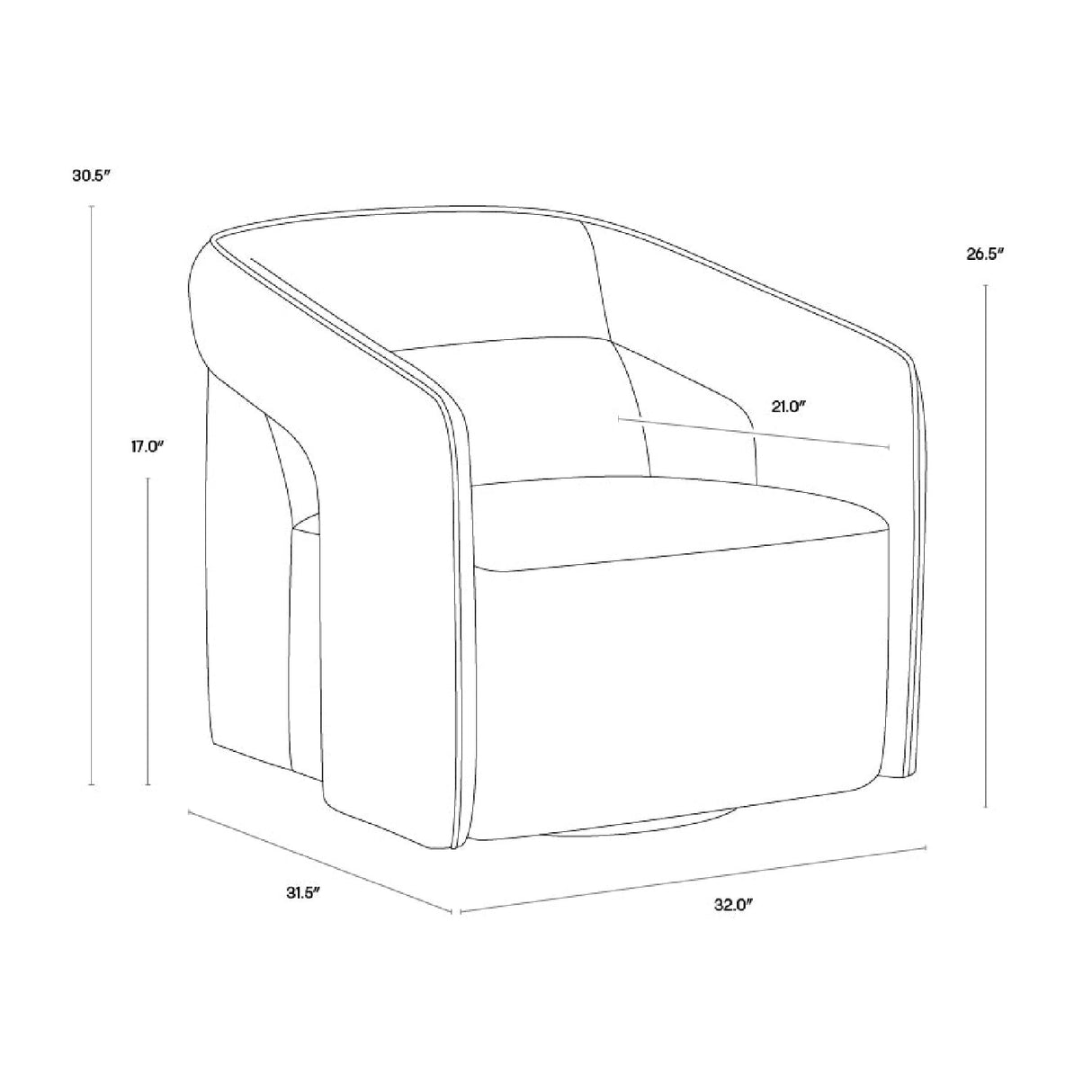 Fabric Upholstered Swivel Lounge Chair by Splendido Kendrick Accent Chair, alternate view 17
