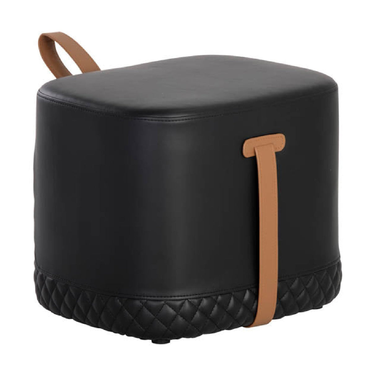 Black Leather-Inspired Ottoman by Splendido Axio