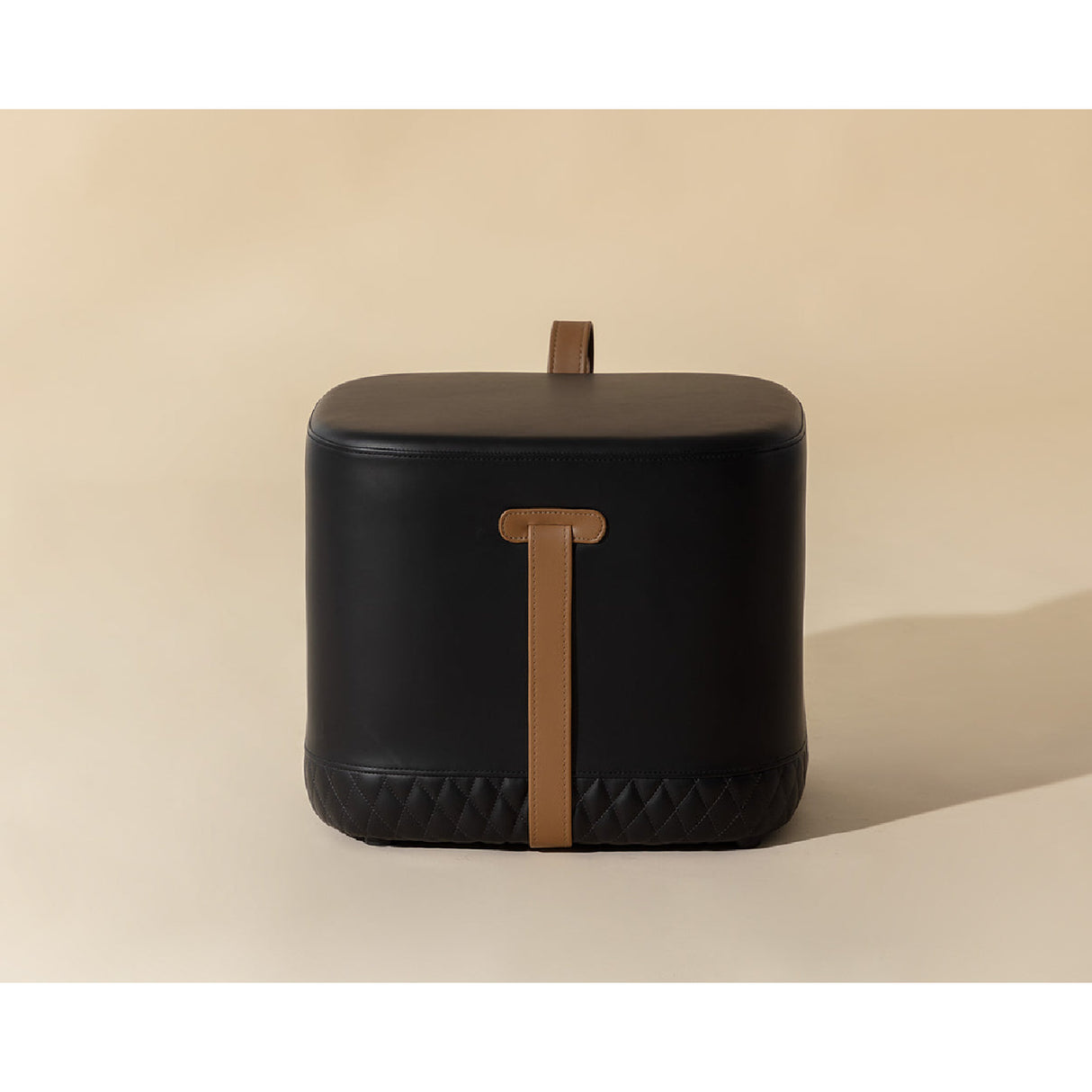 Black Leather-Inspired Ottoman by Splendido Axio, alternate view 3
