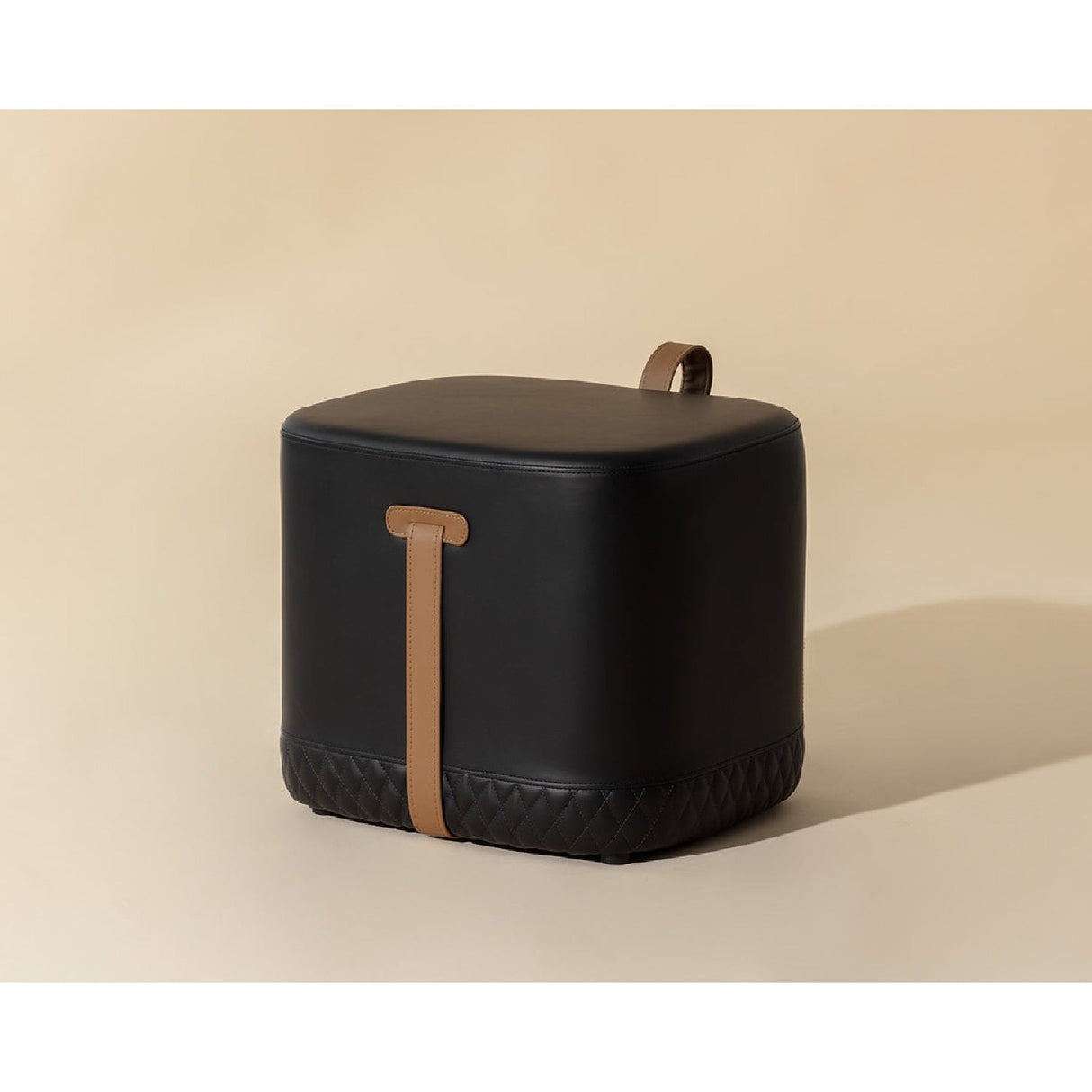 Black Leather-Inspired Ottoman by Splendido Axio, alternate view 4