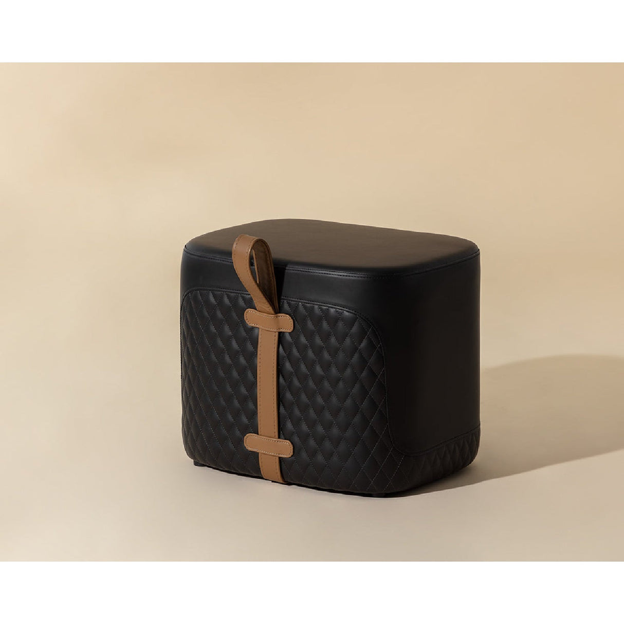 Black Leather-Inspired Ottoman by Splendido Axio, alternate view 5