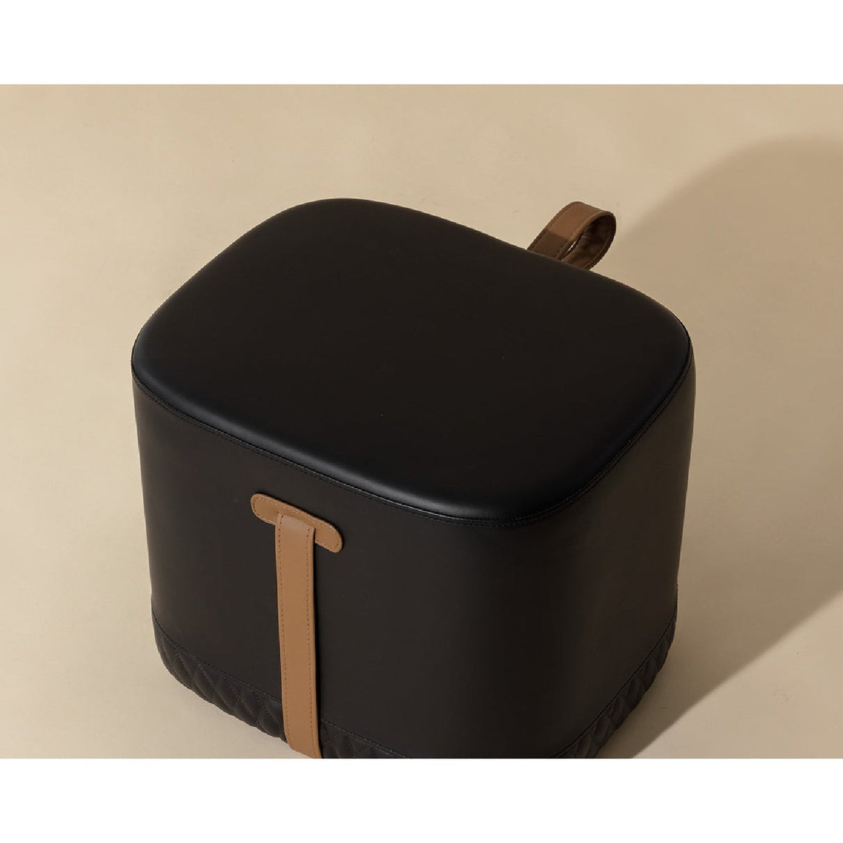 Black Leather-Inspired Ottoman by Splendido Axio, alternate view 6