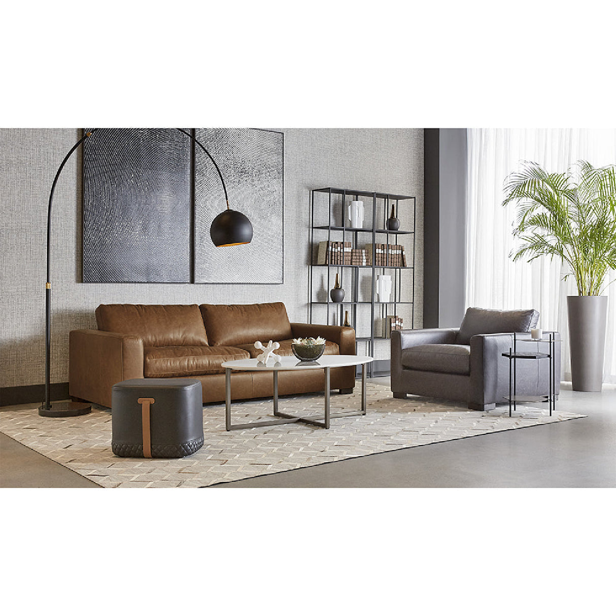 Black Leather-Inspired Ottoman by Splendido Axio, alternate view 7