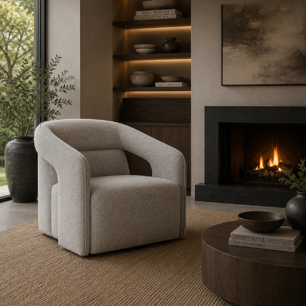Fabric Upholstered Swivel Lounge Chair by Splendido Kendrick Accent Chair, alternate view 2