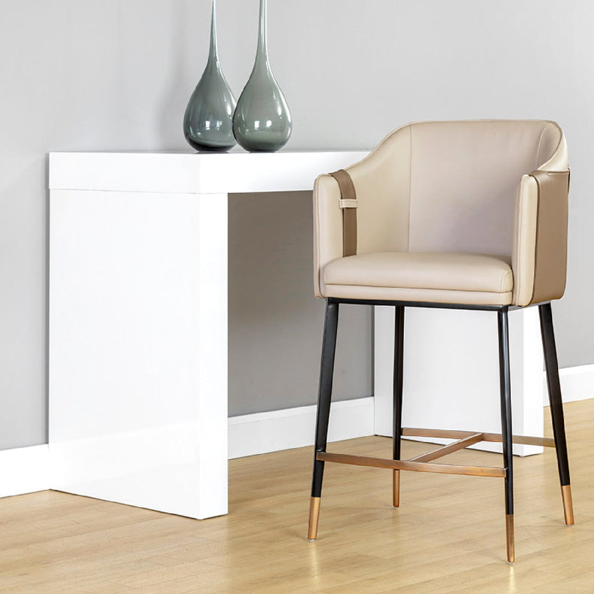 Two-Toned Leather Counter Stool by Splendido Carter, alternate view 2