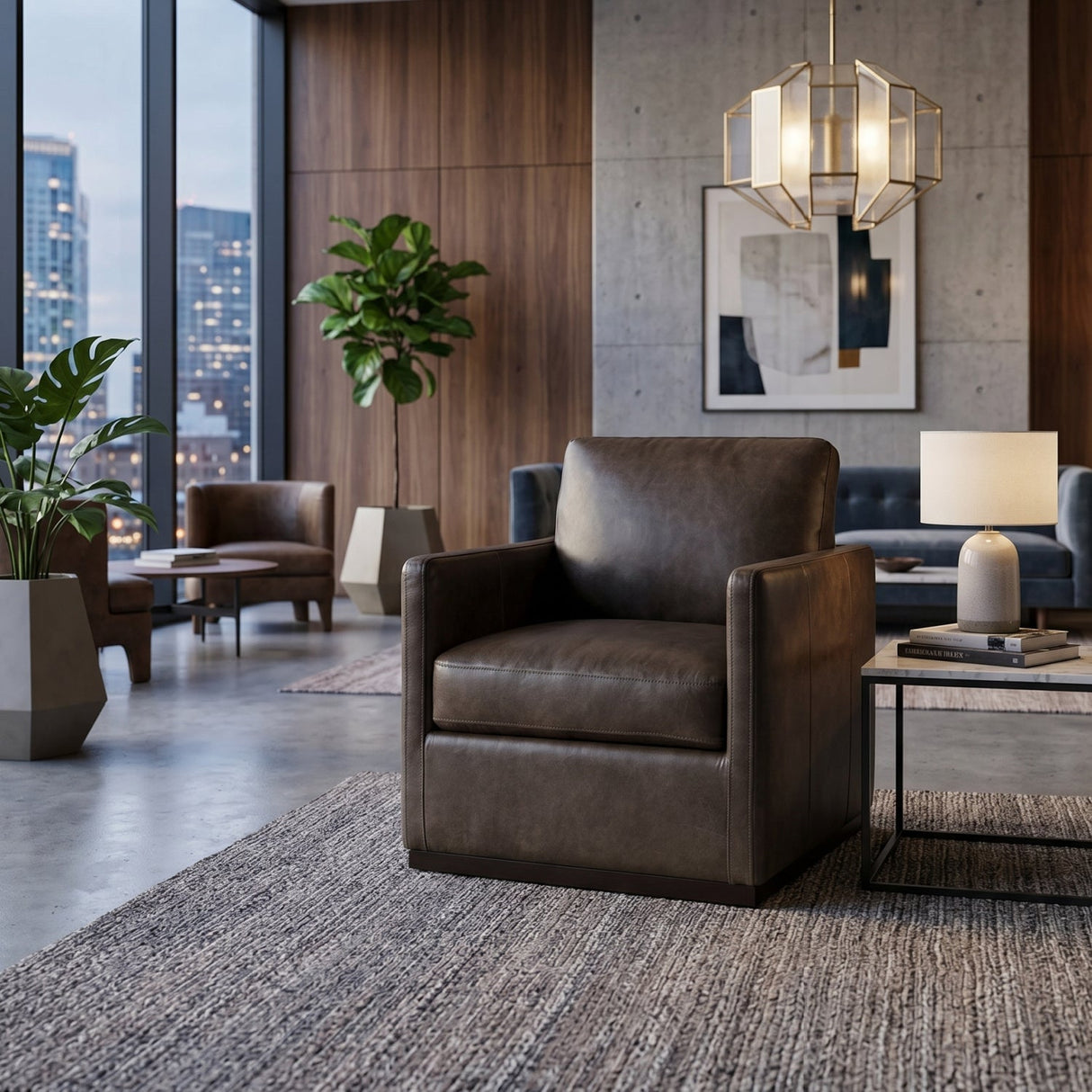 Track-Armed Swivel Lounge Chair by Splendido Portman Accent Chair, alternate view 19