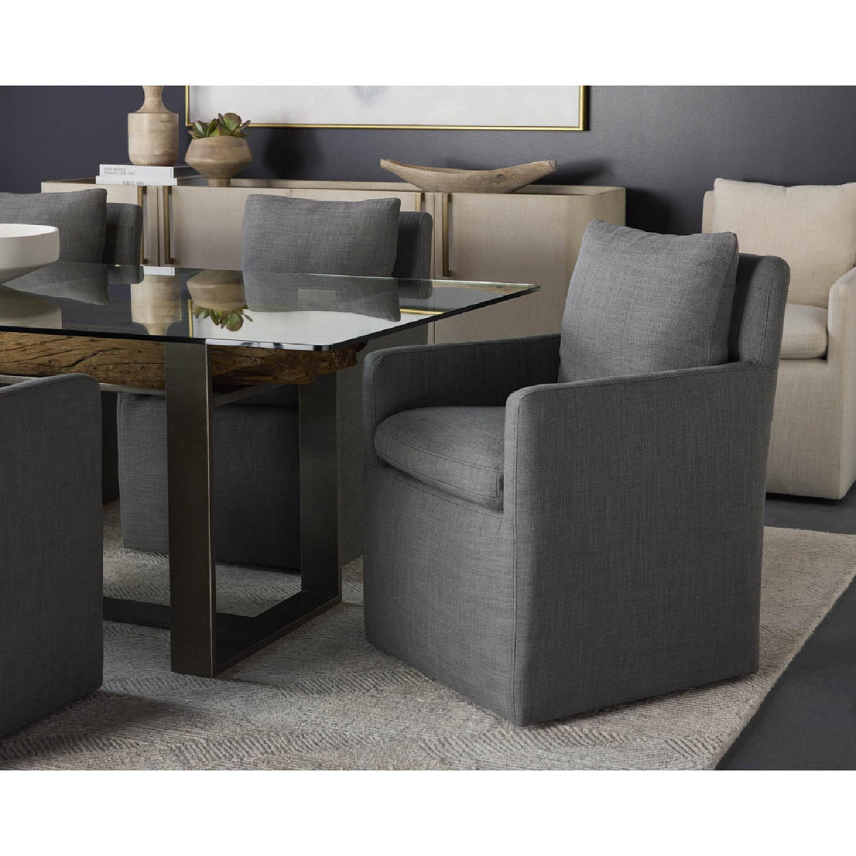 Linen Wheeled Dining Chair by Splendido Glenrose, alternate view 19