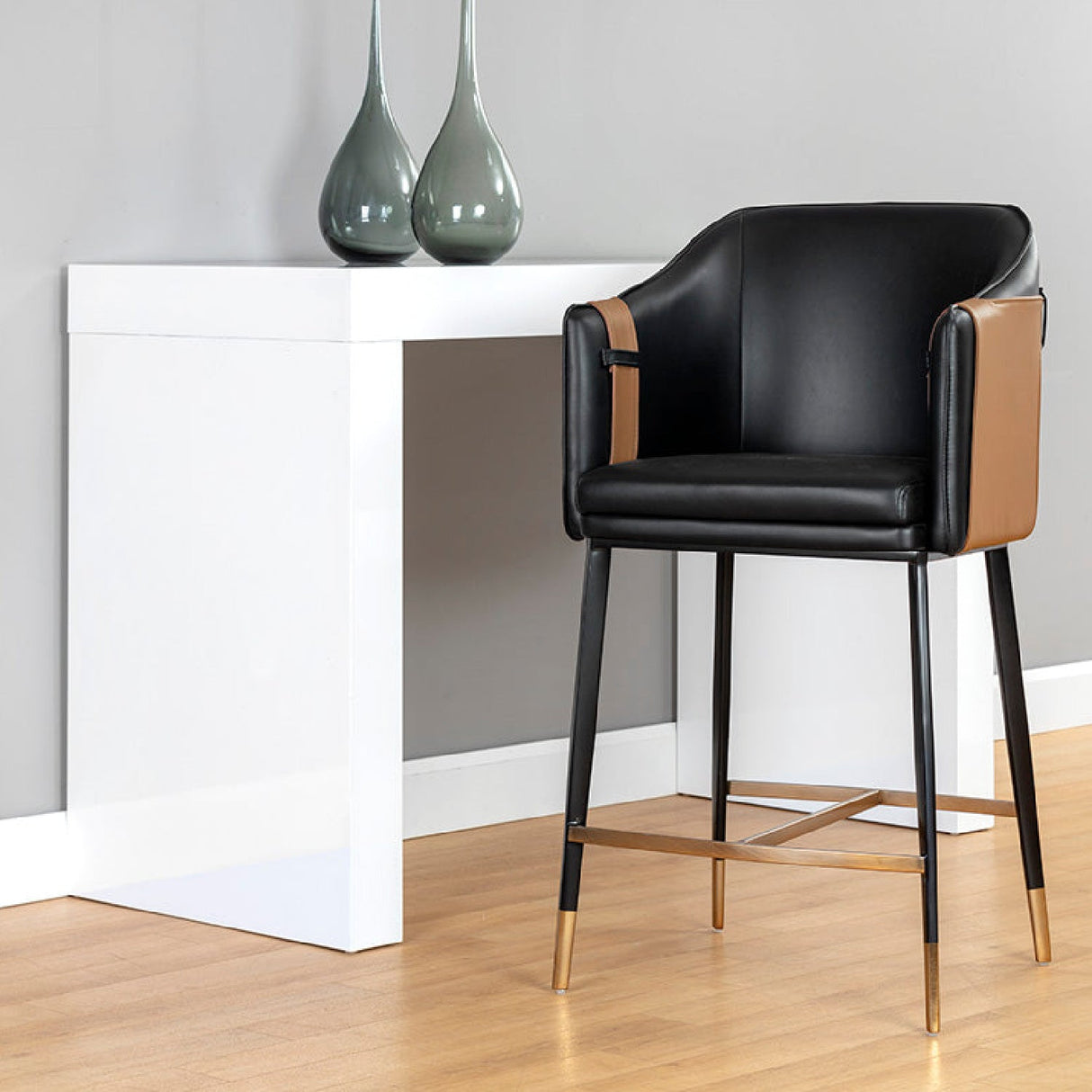 Two-Toned Leather Counter Stool by Splendido Carter, alternate view 9