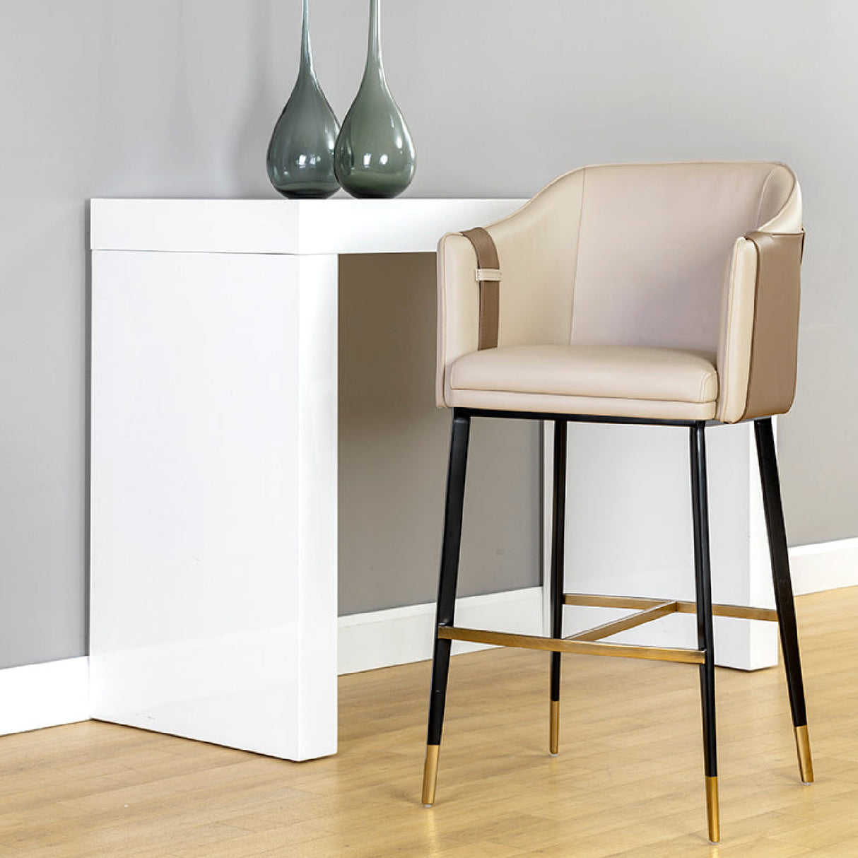 Two-Toned Leather Bar Stool by Splendido Carter Barstool, alternate view 2