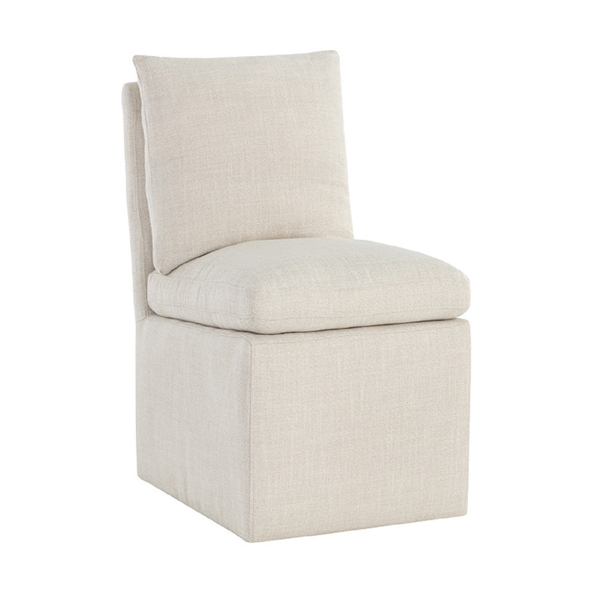 White Linen Wheeled Dining Chair by Splendido Glenrose