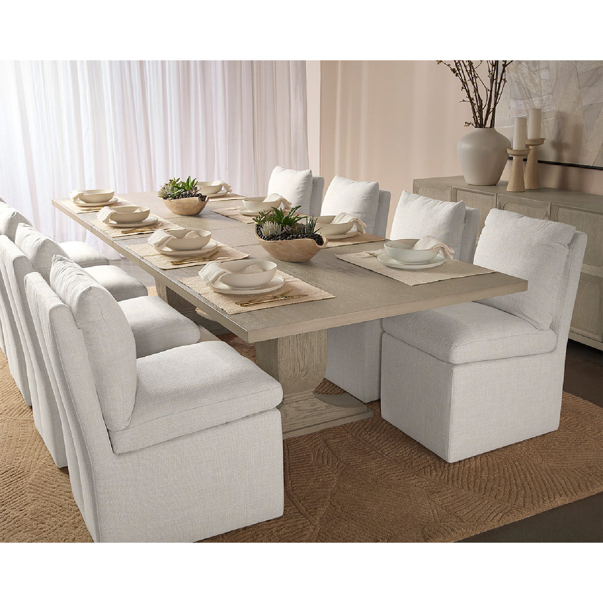 White Linen Wheeled Dining Chair by Splendido Glenrose, alternate view 11