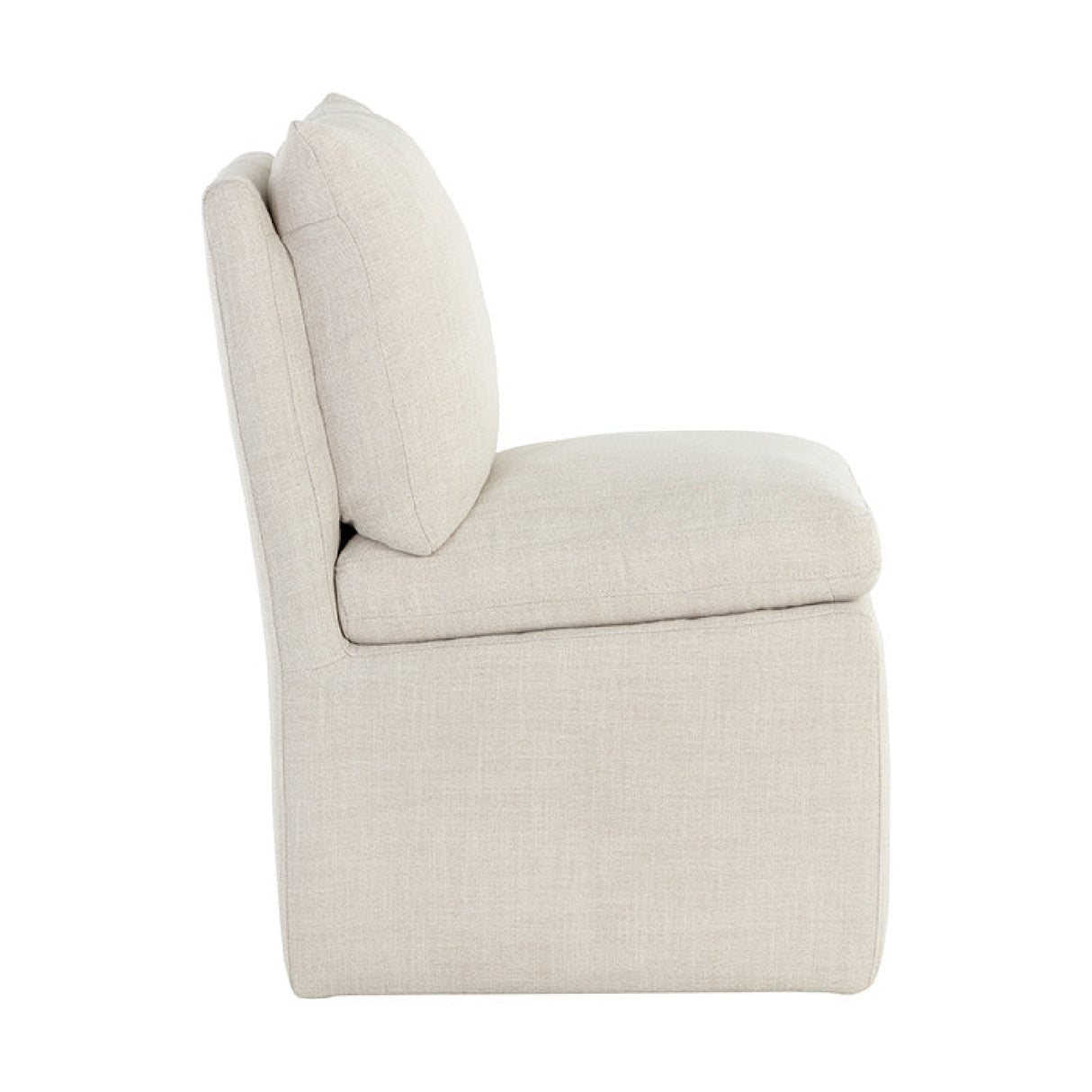 White Linen Wheeled Dining Chair by Splendido Glenrose, alternate view 3