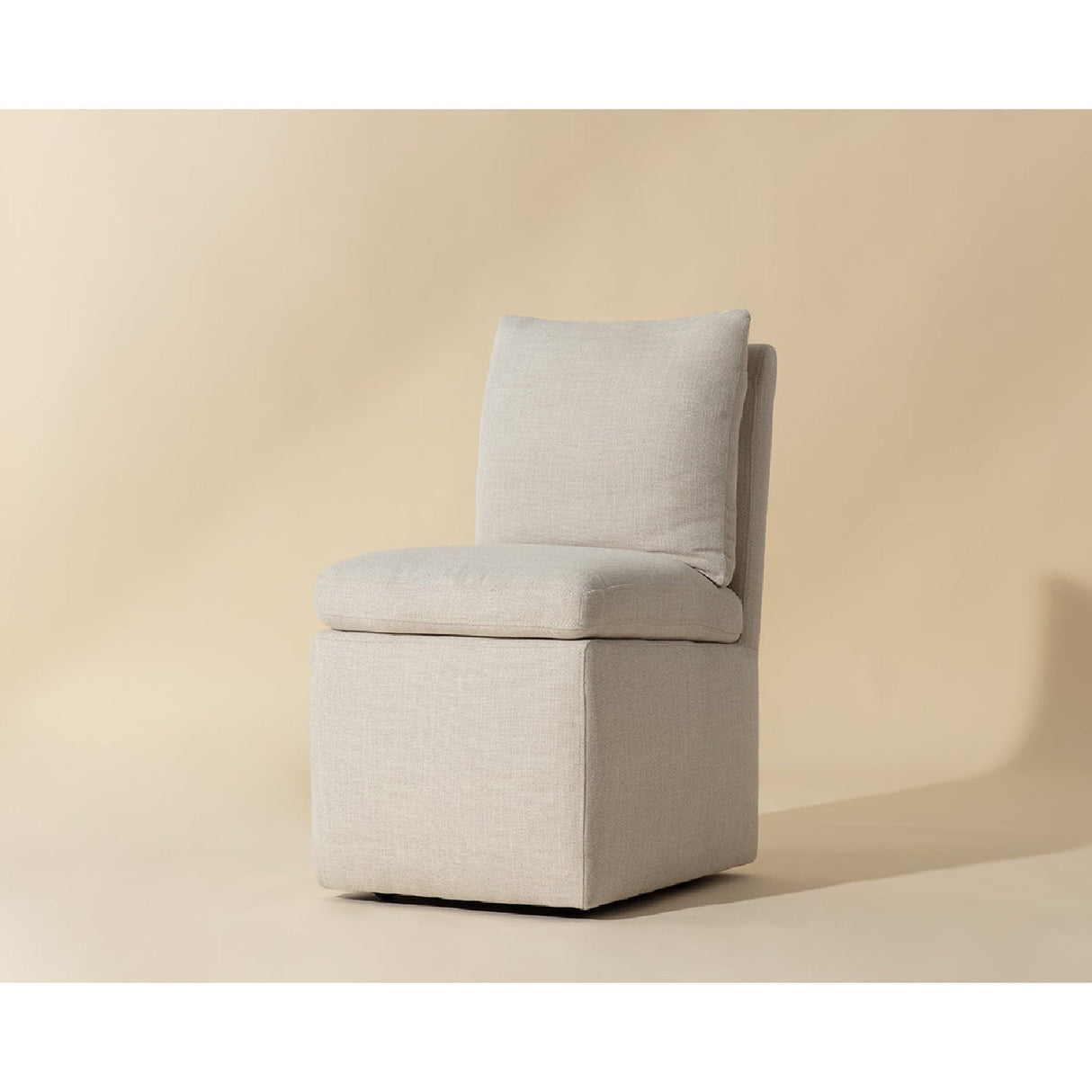White Linen Wheeled Dining Chair by Splendido Glenrose, alternate view 9