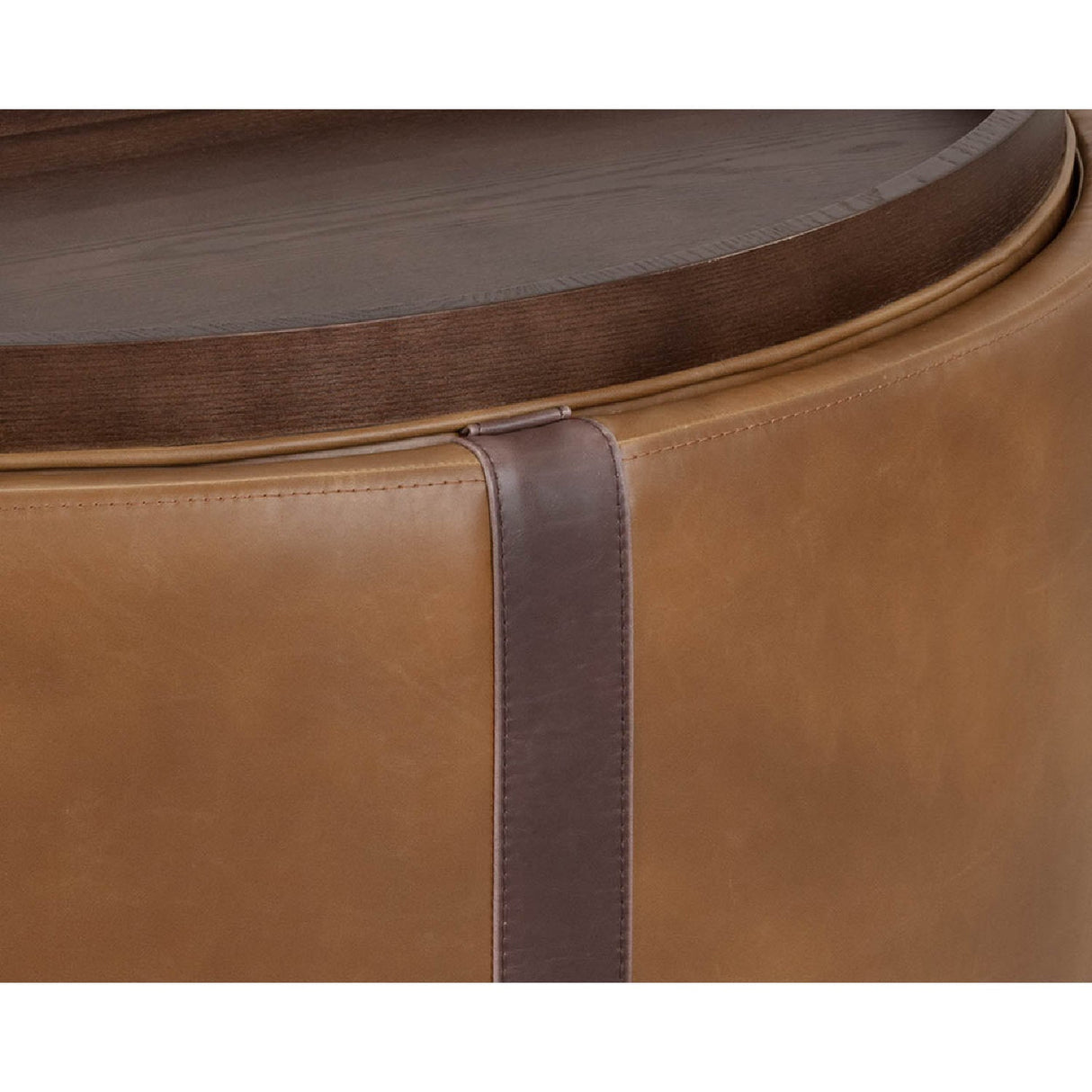 Round Leather Wheeled Storage Ottoman by Splendido Borelli, alternate view 21