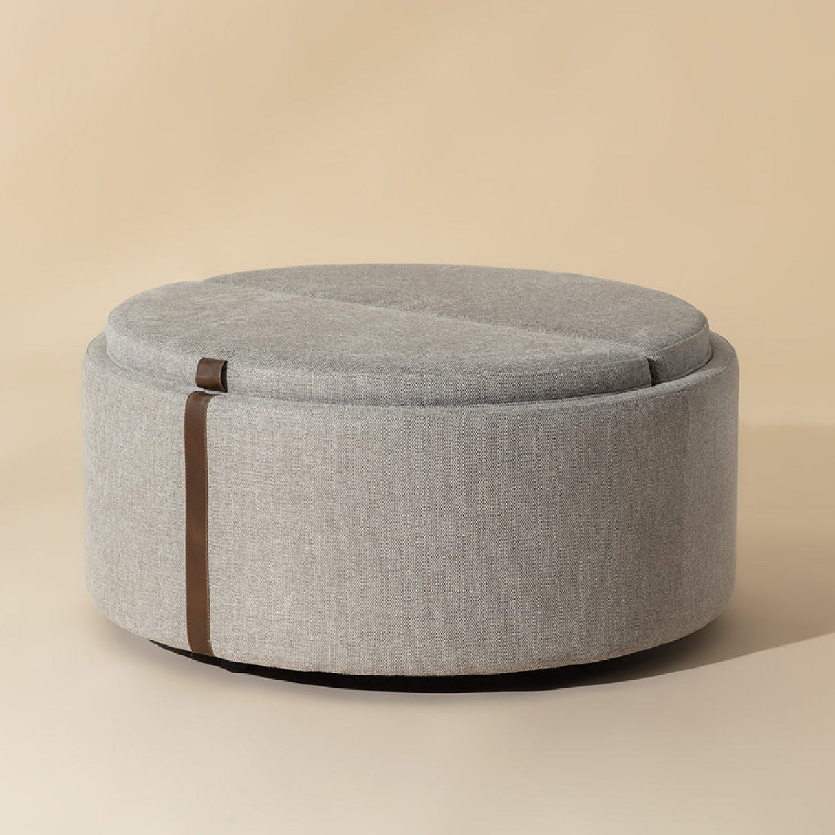 Round Leather Wheeled Storage Ottoman by Splendido Borelli, alternate view 4