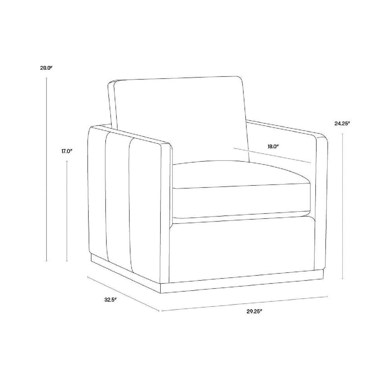 Track-Armed Swivel Lounge Chair by Splendido Portman Accent Chair, alternate view 8