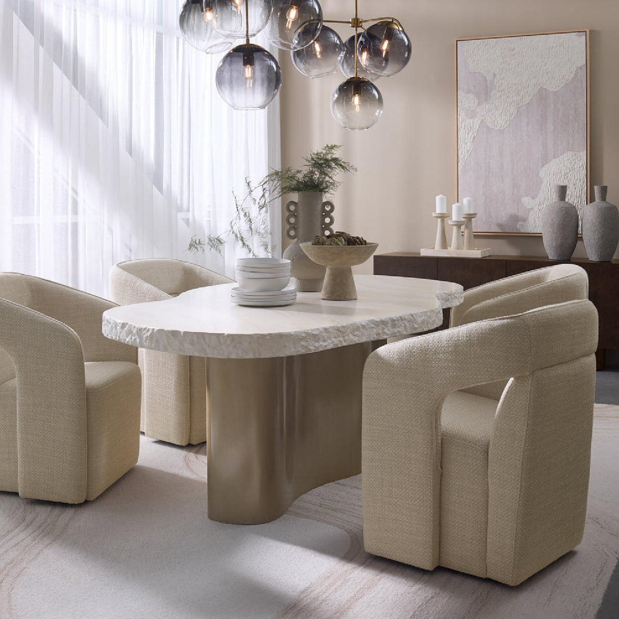 Fabric Upholstered Wheel Dining Armchair by Splendido Kendrick Dining Chair, alternate view 2