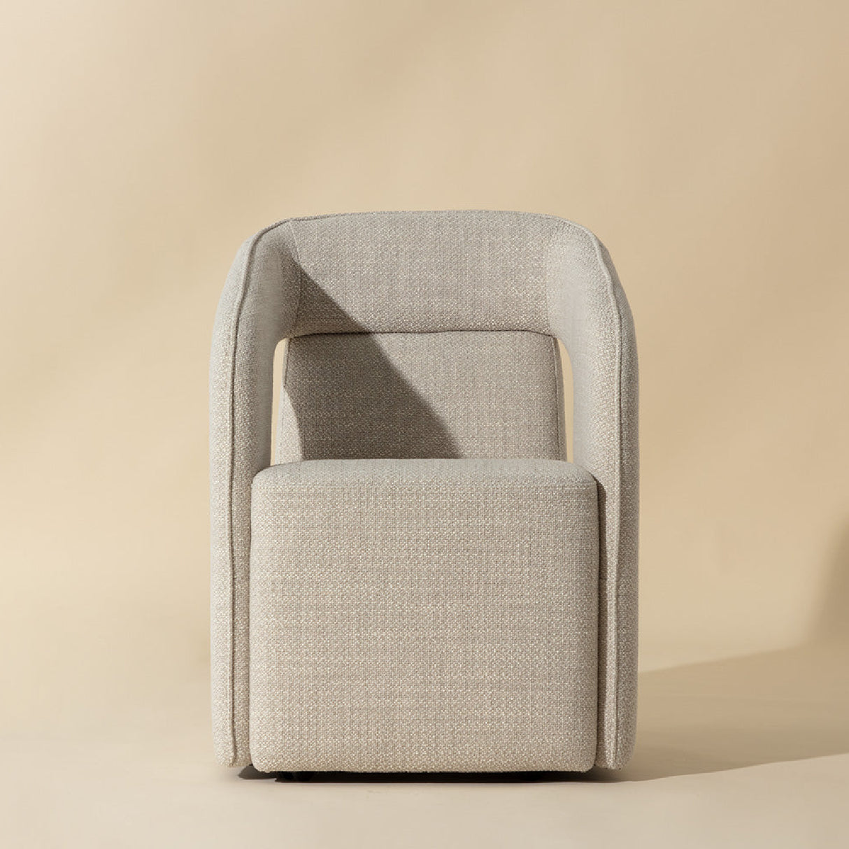 Modern European furniture - Fabric Upholstered Wheel Dining Armchair - www.oroa.com | Oroa.com