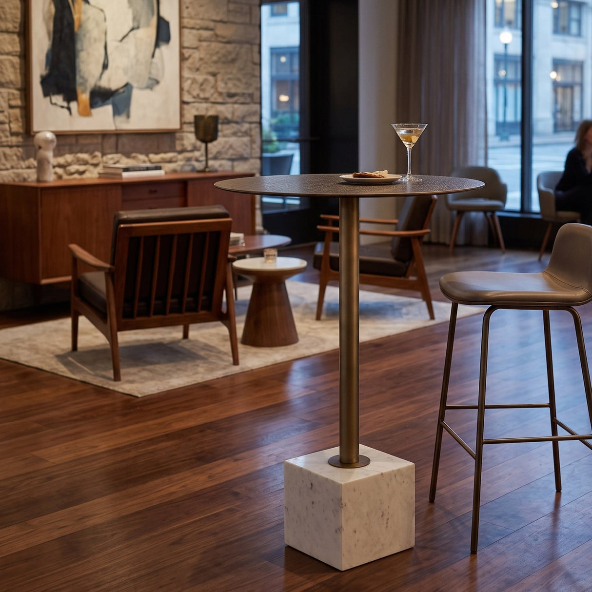 Marble Round Bar Table by Splendido Kata, alternate view 2