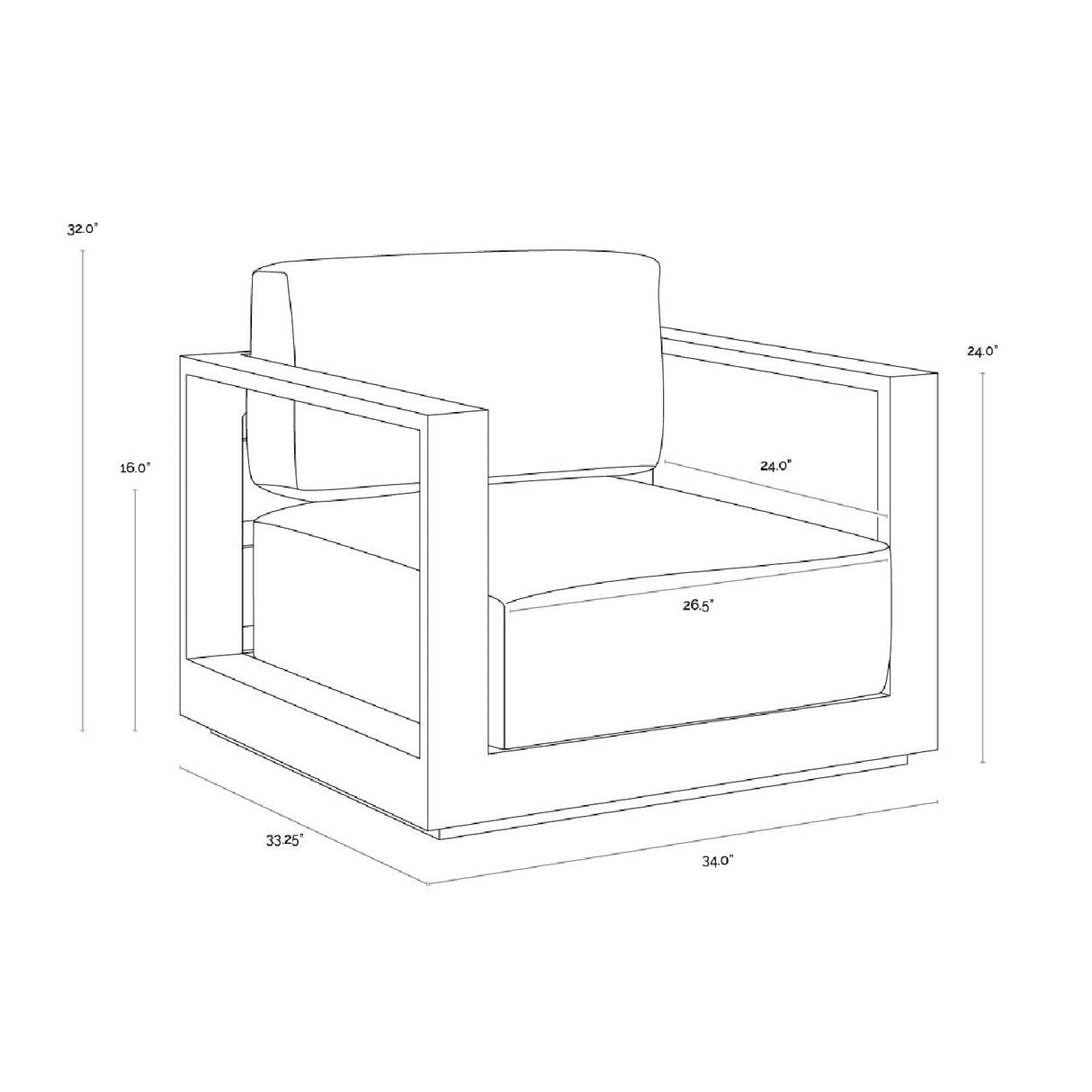 Aluminum Framed Outdoor Lounge Armchair by Splendido Tavira Outdoor Lounge Chair, alternate view 22