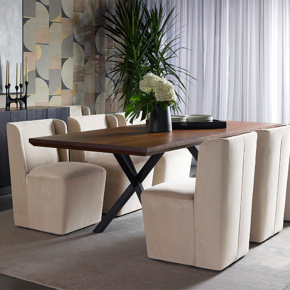Modern European furniture - Upholstered Wheel Dining Chair - www.oroa.com