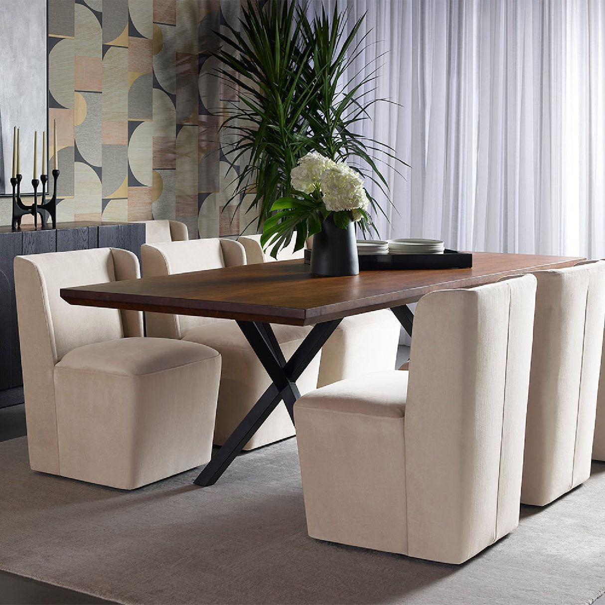 Upholstered Wheel Dining Chair by Splendido Amita, alternate view 2