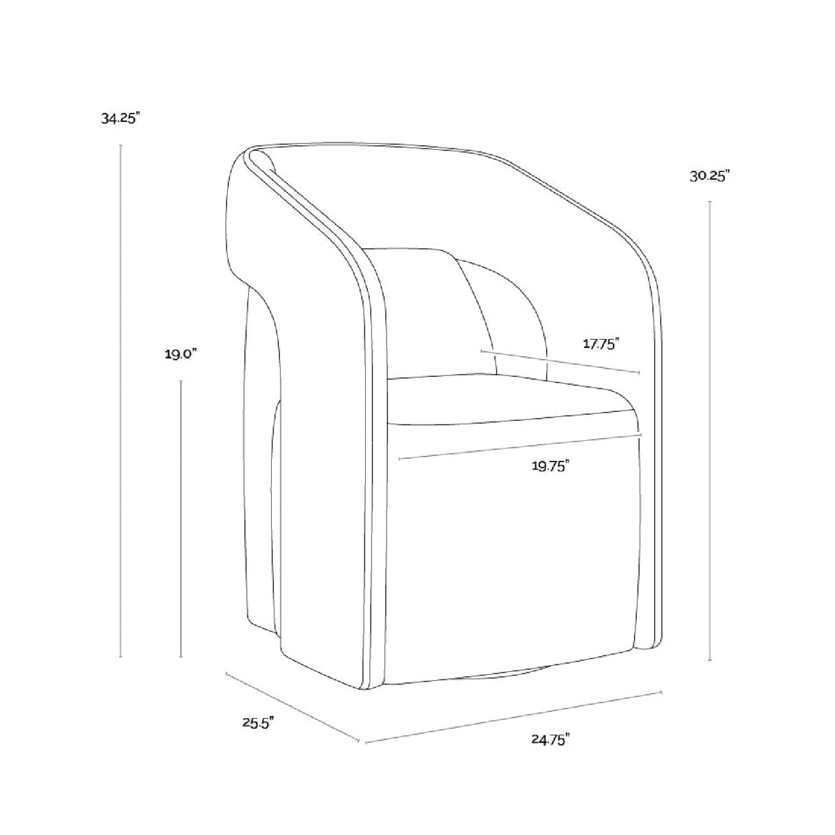 Fabric Upholstered Wheel Dining Armchair by Splendido Kendrick Dining Chair, alternate view 23