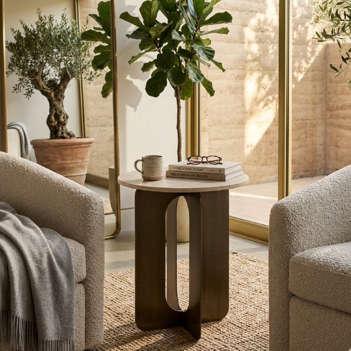 Gray Marble Round End Table by Splendido Orlo Side Table, alternate view 2